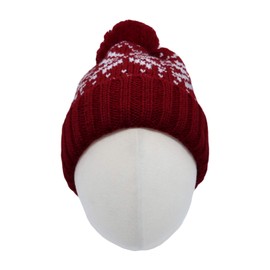 WITHMOONS Knit Fairs Isle Nordic Bobble Pom Beanie Hat CR5128 (Red)