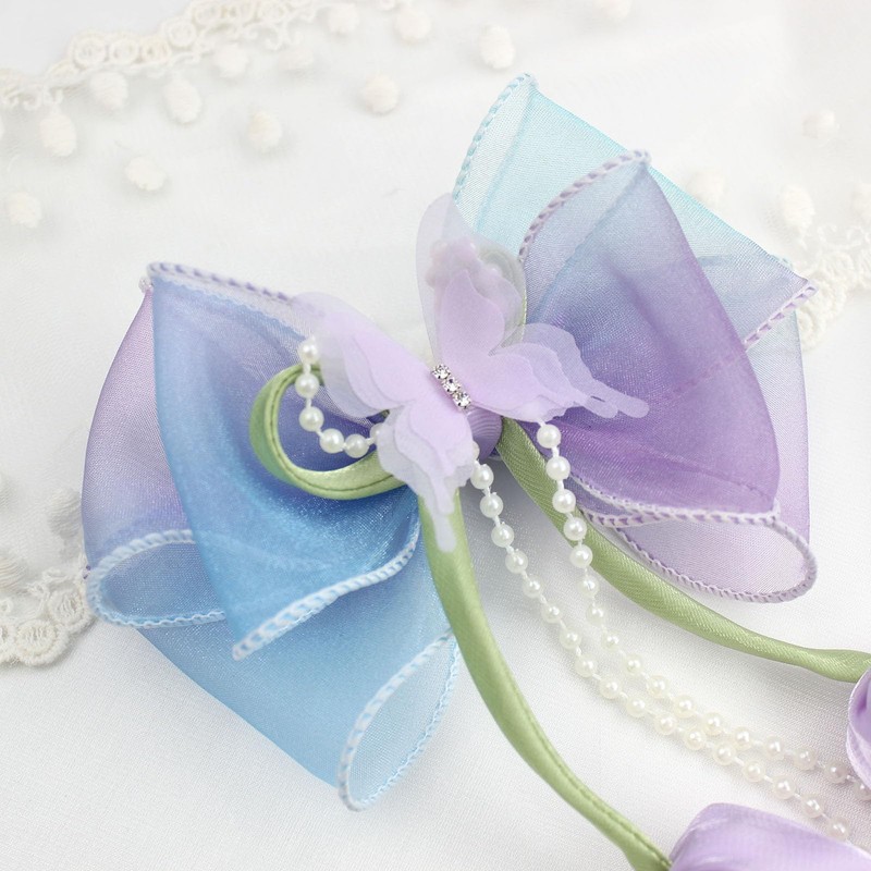 Tulip Flower Hair Bows, Gradient Butterfly Clips, Summer Hair Accessories