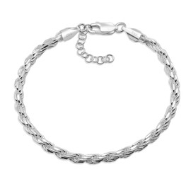 AKA Gioielli® – Unisex Armband aus 925 Sterlingsilber – 4mm Kordelkette – Verstellbare Länge – Silberarmband für Damen und Herren