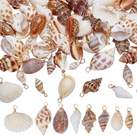 PH PandaHall 80PCS Shell Pendants, 8 Styles Spiral Seashells Craft Charms Ocean Seashell Dangle Charms Beads Ocean Sea Charm for Jewellery Making Charm Necklace Bracelet Earring Making