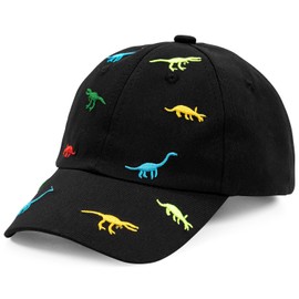 Horuhue Toddler Baseball Cap Embroidery Dinosaur Summer Kids Ball Caps Adjustable Sun Hat for Girls Boys 2-6 Years (Black)