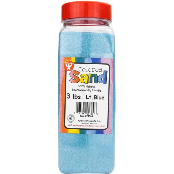Hygloss Products Colored Play Sand - Assorted Colorful Craft Art Bucket O' Sand, Light Blue, 3 lb
