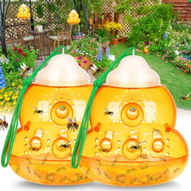 Pestvanish Wasp Trap Outdoor Hanging, Bee Traps Catcher, Effective Outdoor Wasp Killer Insect Catcher, New Upgrade Non-Toxic Reusable Hornet Yellow Jacket Trap - Orange, 2 Pack