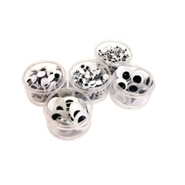 Bright Ideas Mixed Wiggle Eyes for Kids Arts and Crafts, Plastic Googly Eyes for Decoration, DIY Scrapbooking Toy Accessories, 5 Mixed Sizes, Assorted Caddy Stack of 560 Pieces Black