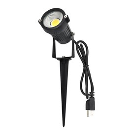J.LUMI GSS6005 LED Landscape Spotlights Outdoor Plug in Light 5W, 120V AC, 3000K Warm, Metal Construction with Ground Stake, Outdoor and Indoor Use, 3-ft Cord with Plug, Black