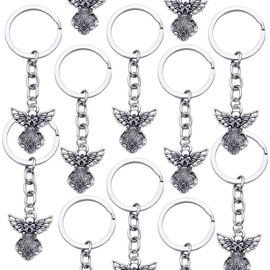 Winrase Silver Tone Alloy Guardian Angel Pendant Keychain Key Ring Key Accessory (Set of 48)