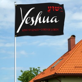 Yeshua 3x5 Ft American Jesus Flag - Polyester Double Sided Christian Yeshua King Of Kings Lord Of Lords Flag for House Yard Indoor Wall Outdoor Farm Faith Patriotic Banner Decor