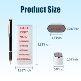 8-in-1 Office Stamps - Self-Inking Office Stamp Set for Paid, Copy, Void, Scanned, Entered, Original, Approved, and Confidential Stamps for Office Message Supplies - Red Ink (Office Stamps)