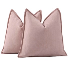 Madizz Textured Chenille Cushion Covers Set of 2 Super Soft Decorative Throw Pillow Covers Boho Pillowcases Modern Home Decor for Sofa Bedroom 24x24 inch, 60x60 cm, Pink