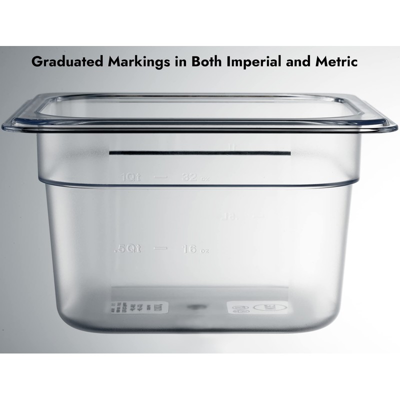 CURTA 6-Pack 1/6 Size 4" Deep NSF Polycarbonate Food Pans