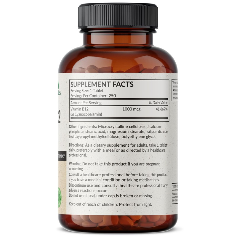 Futurebiotics Vitamin B12 1000mcg Vegetarian Friendly Non-GMO, 250 Tablets