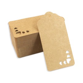 PQZKLDP 200pcs Kraft Heart Price Tags Paper Gift Tags Price Tags Paper Blank Labeling Tags Marking Tags with Jute String for Product Jewerly, Arts, Crafts, Party, Wedding PQ134 (1.7''x3.5'')