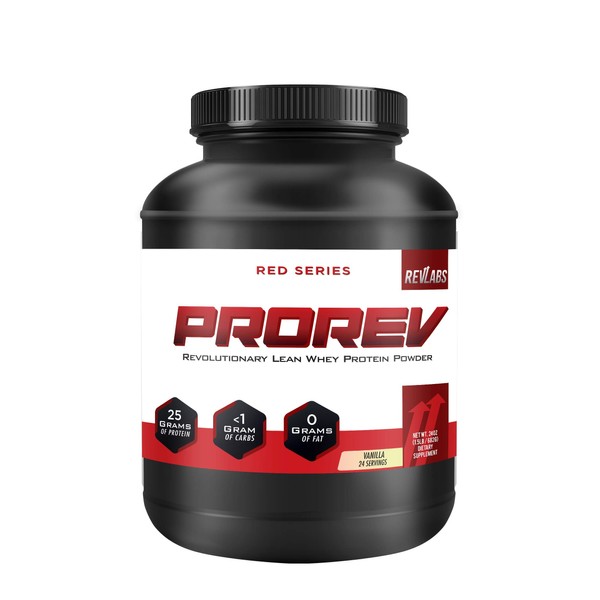 RevLabs-Red Series: ProRev Protein Powder- Vanilla Flavor- 25g Protein- Less Than 1G Carbs Per Serving- Blends Great!