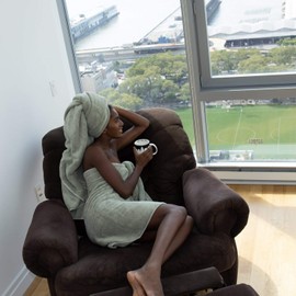 MOSOBAM 700 GSM Hotel Luxury Bamboo-Cotton, Bath Towel Sheets 35X70, Seagrass Green, Set of 4, Quick Dry, Soft Spa-Like Turkish Bathroom Sets, Oversized Extra Large Body Sheet Towels, Prime Clearance