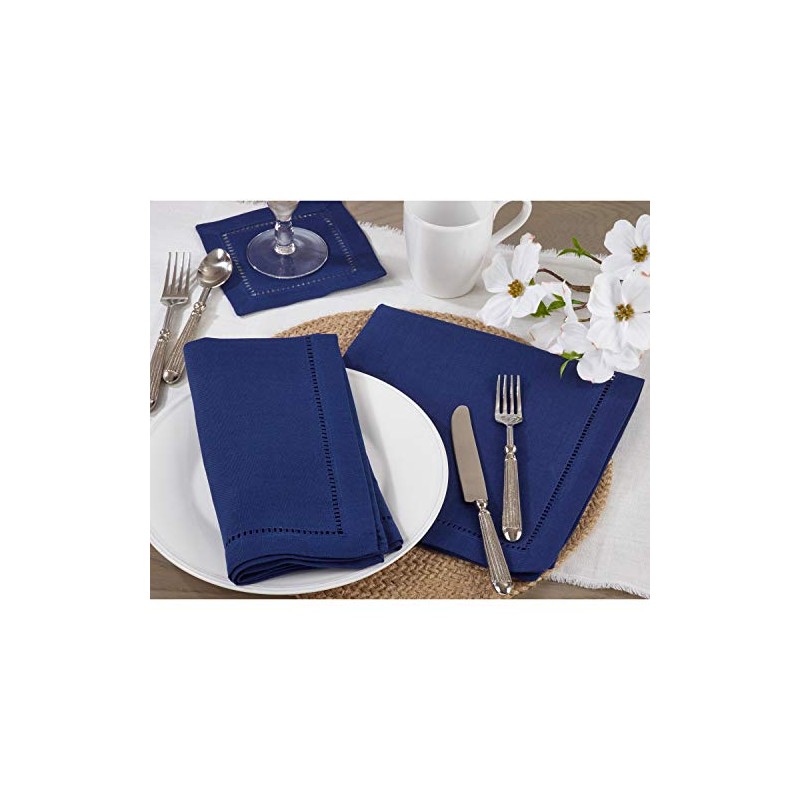 Navy Blue 100% Polyester Tablecloth with Hemstitched Border, 70"x180" Rectangular