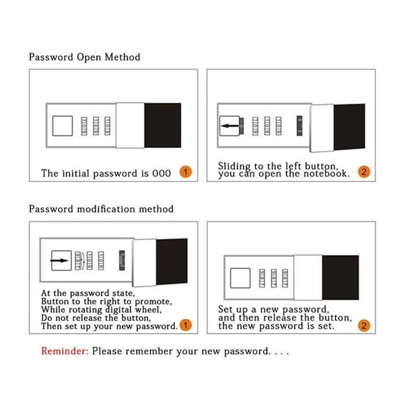 ARRLSDB A5 Creative Password Lock Journal PU Leather Combination Lock