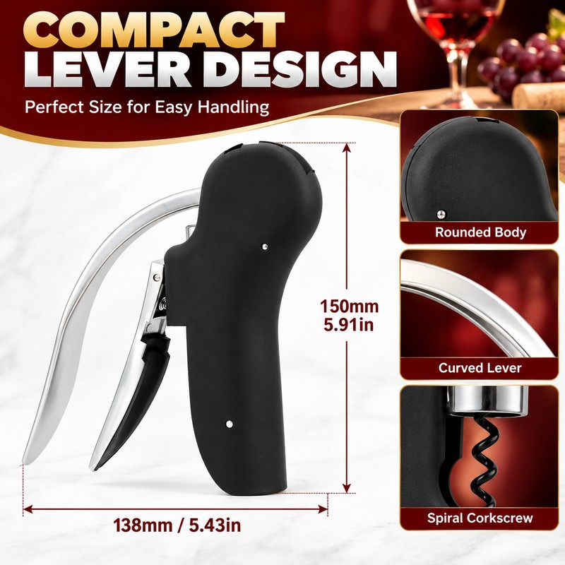 Manual Wine Corkscrew for Wine Bottles – Stainless Steel Opener