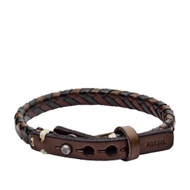 Fossil Fossil Men's Leather Braided Leather Bracelet, Color: Black/Brown (Model: JA5932716)