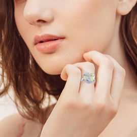 AOBOCO 925 Sterling Silver Tree of Life Heart Cremation Ring Holds Loved One's Ashes,Heart Urn Ring For Women, Austrian Crystal Decoration Memorial Keepsake Ring-9