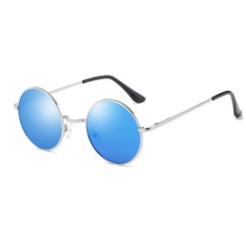 Glasses Trust Polarized Round Sunglasses, Round Sunglasses, Round Fashion, UV Protection, Lightweight, Polarized Blue & Silver Frame