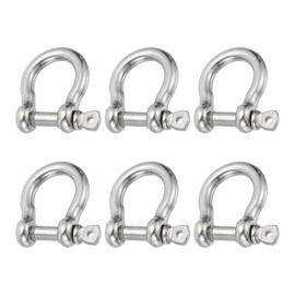 PATIKIL Screw Pin Shackle 6mm 1/4" 485lb, 6Pcs 304 Stainless Steel Forged Bow Shackle Marine Grade for Chains Wire Rope Outdoor, Silver