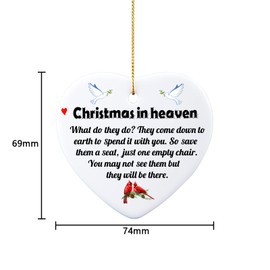 Christmas in Heaven Poem Ornament Xmas Tree hanging Decoration Memorial Plaque Gift in memory of loved ones in heaven christmas decoration