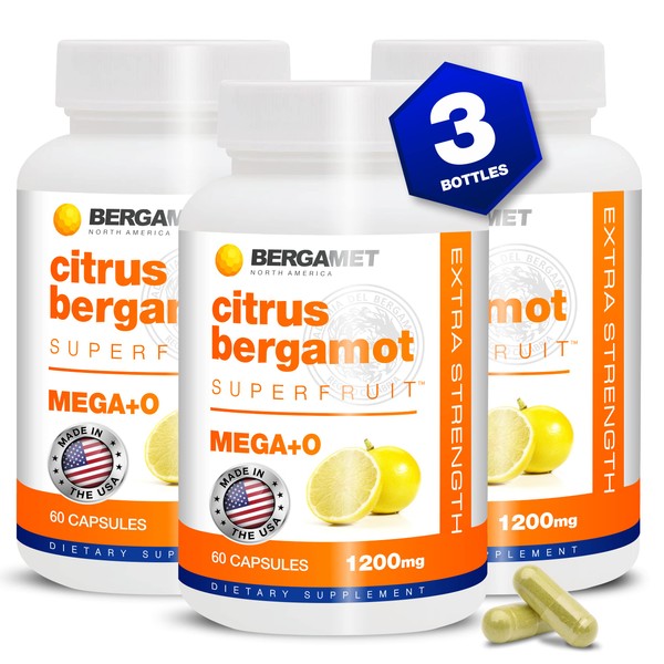 BergaMet Citrus Bergamot Superfruit Supplement, Worlds Strongest, 80% Polyphenols, 1200mg per Serving - 180 Capsules - 3 Months - Made in The USA