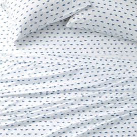 Nautica - Queen Sheet Set, Cotton Percale Bedding Set, Crisp & Cool, Lightweight & Breathable (Cloyster Blue,4 pcs, Queen)
