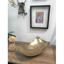 Modern Day Accents 3533 Cucha Large Scoop Gold Bowl, Shiny, Aluminum, Tabletop, Accent Piece, Centerpiece, Fruit Bowl, Fruit Holder, Potpourri Bowl Home Office or Room Decor 17.25"L x 9.75"W x 5.5"H