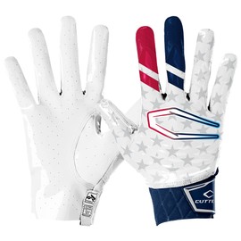 CUTTERS Limited Edition Football Gloves - Rev Pro 5.0 - Ultra Grip No Slip Wide Receiver (1 Pair) (Stars & Stripes, Medium)