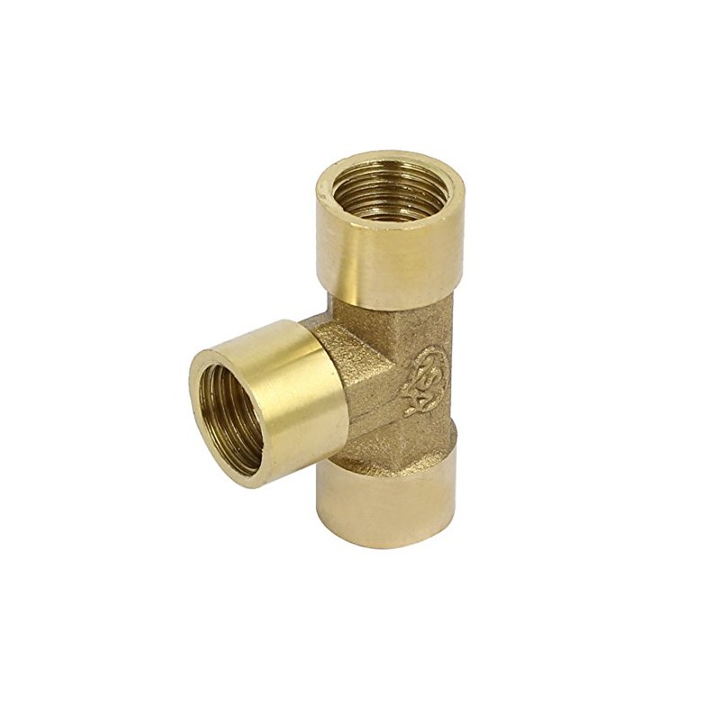 Sourcingmap 1/4BSP Female Thread Brass T Shape Tube Pipe Connecting