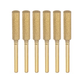 HARFINGTON 6pcs Diamond Coated Chainsaw Sharpener Bits 7/32" 5.5mm Cylinder Head, Titanium Plated Electric Chain Saw Grinder