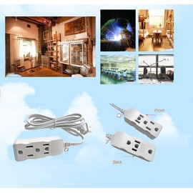 3 Outlet Surge Protector Power Strip, Input :2 Flat pins,Output:3X3pins,3FT,6Ft,9Ft,15Ft Long Extension Cord, with 3rd Grounding Pin,White (4.5m/15Ft)