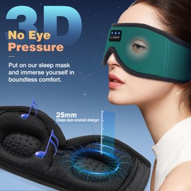 LC-dolida Bluetooth Sleep Mask with Headphones, Upgraded 3D Bluetooth Sleep Headphones 100% Blackout Eye Mask Headphone for All Seasons,Soft Eye Mask for Sleeping for Travel/Nap/Yoga/Relaxation