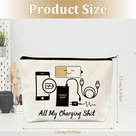 Cable Organiser Bag Travel Essentials Backpacking All My Charging Stuff Funny Makeup Bag with Zipper Large Capacity Toiletry Gadget Bag Tech Pouch Travel Gifts for Women Men Friends Sisters Mom