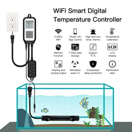 MOES Smart WiFi Cooling Heating Thermostat Outlet, Tuya Digital Temperature Controller Sensor Plug for Reptile Fermenter Brewing Breeding Heat Mat, Smart Life Remote Control, -22-221℉,10A 1250W