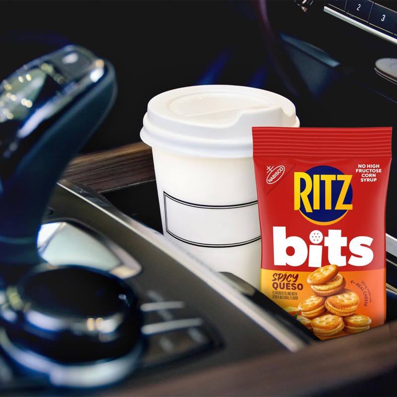 RITZ Bits Spicy Queso Cheese Sandwich Crackers, Snacks for Kids