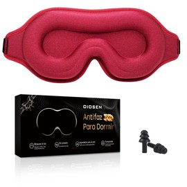 Antifaz para dormir, el antifaz OIOSEN con diseño 3D para mujeres, hombres, súper suave y bloqueo de la luz 100% y con forma en 3D (Rojo)