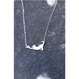 Fashion Jewelry Dainty CAT KITTEN ANIMAL BALL Charm DIAMOND Cut 925 Silver 22" Necklace Women