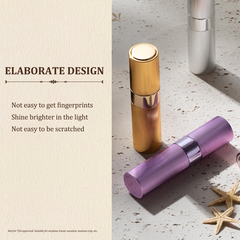 LISAPACK 8ml Stripe Perfume Atomizer Spray Bottle, 3pcs Travel Cologne