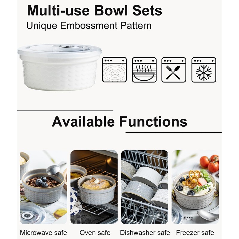 Ceramic Small Baking Dishes for Oven, 12oz Meal Prep Containers