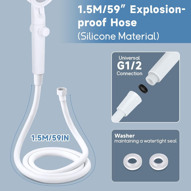 RV Shower Head with Hose, 5+1 Mode High Pressure Shower