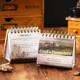 Motivational Calendar - Desk Calendar with Inspirational Thoughts, Christian Gifts, Religious Gifts for Women and Men, 4.7'' x 5'' Flip Calendar, God's Promises Perpetual Calendar