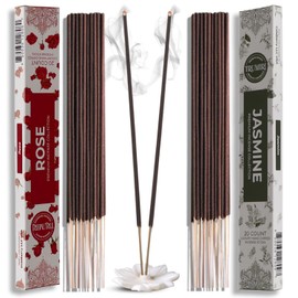 Trumiri Incense Sticks - Combo Pack of 40 Insence-Sticks - 20 Rose + 20 Jasmine - Insenses - Insents - Incents - Inscense - Incence - Incienso - All Natural Incense Sticks