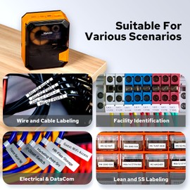 Makeid P31 Industrial Label Printer, Labelling Machine with 0.71 Inches W x 8.0 m L Label, Wire and Cable Label Printer for Construction Sites and High Performance Labels