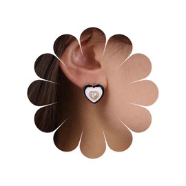 Sttiafay Vintage Pearl Heart Earrings Heart Enamel Pearl Earrings White Heart Studs Earrings Gold Pearl Stud Earrings Jewelry for Women