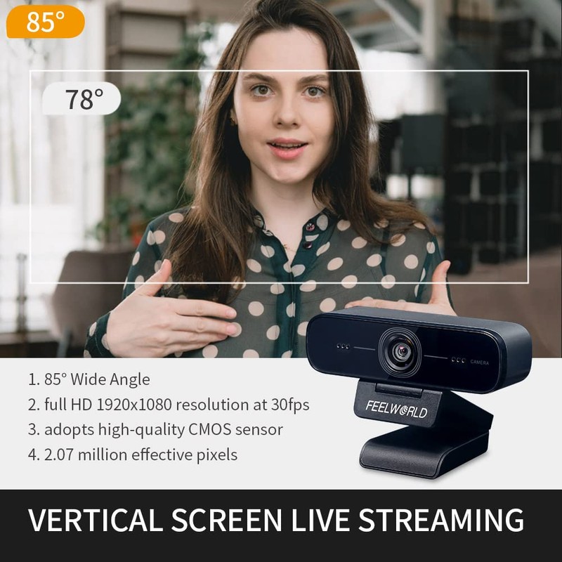 FEELWORLD WV207 Webcam for Live Streaming, Streamcam Vertical Video 1080p