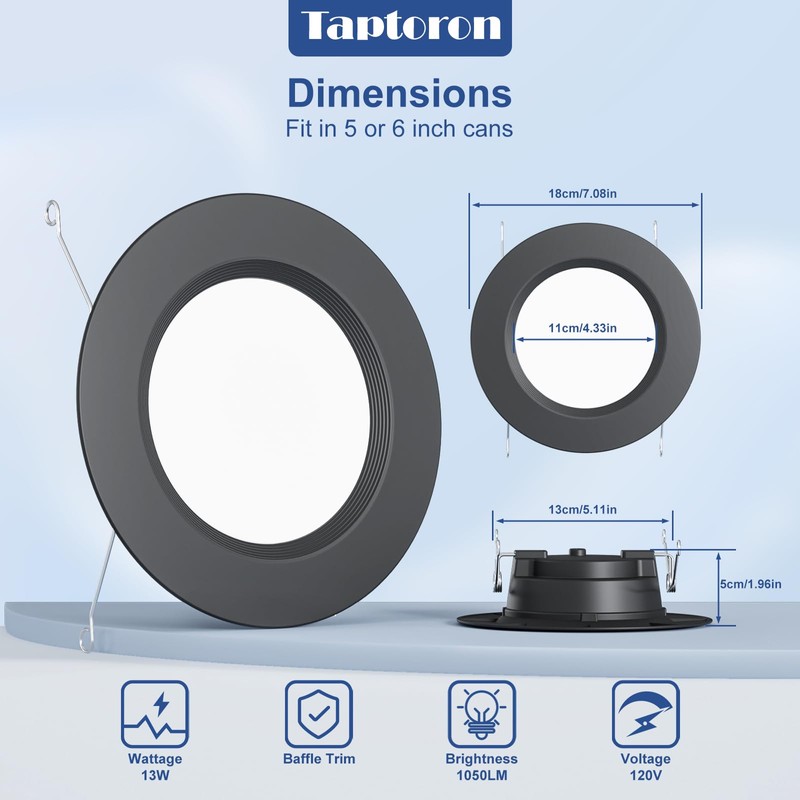 Recessed Lighting 5/6 Inch Color Changing LED Black Can Lights