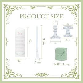Unity Candle with Holder,Unity Candles for Wedding,Unity Candles,Wedding Candles for Ceremony witih 6.4FT Ribbon,Suitable for Weddings,Anniversaries or Special Events