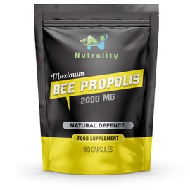 Nutrality Bee Propolis 2000mg | Maximum Strength, High in Antioxidants for Immune System Support, Natural Antibiotic | Vegetarian & Allergen Free | 180 Capsules